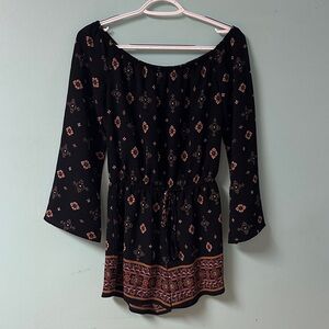 Black Bohemian Print Romper